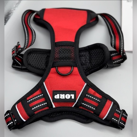 Dog No Pull Harness and Leash Set Black w Red Size Med - Picture 2 of 7